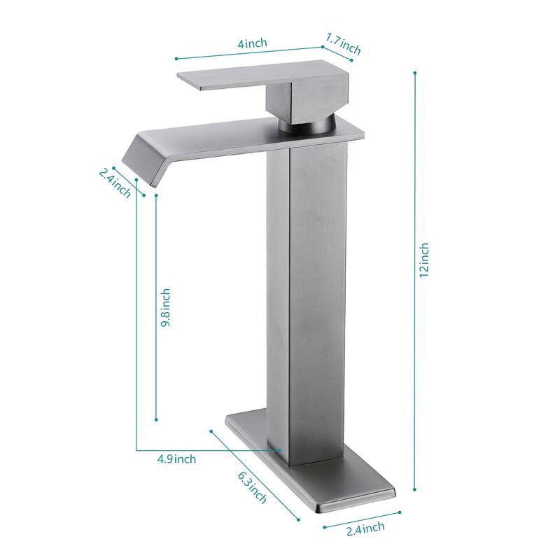 Modern Single Handle Sink Vanity Bathroom Faucet with Waterfall Spout, Anti Corrosion, Anti Rust, Easy Clean