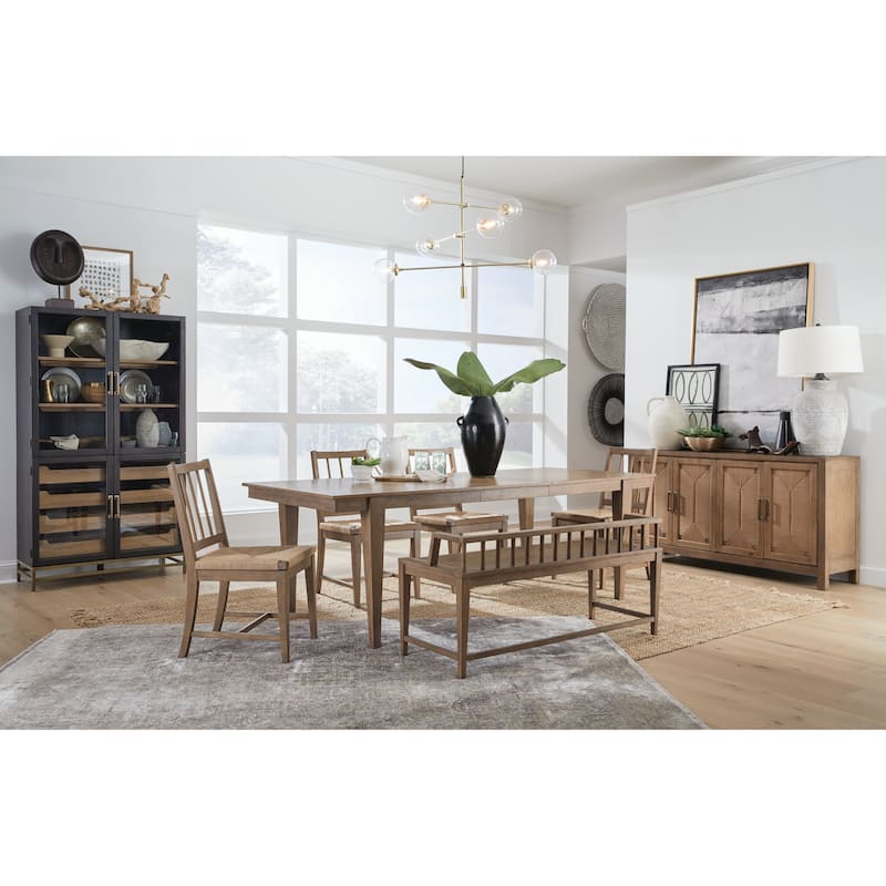 Magnussen Home Lindon Belgian Wheat Low Back Arm Bench - 52.13''W x 19.13''D x 24''H