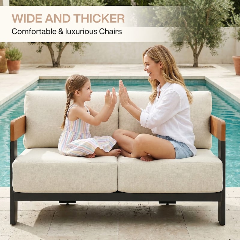 50.39'' Wide Outdoor Patio Sofa With Cushions