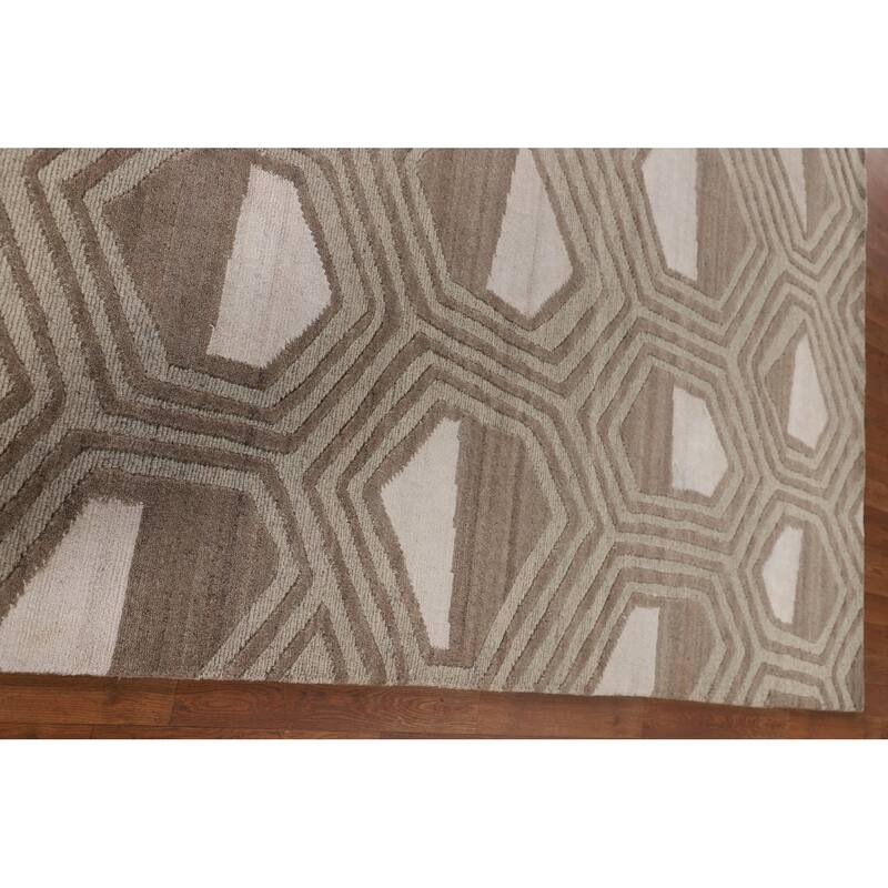 Modern Oriental Area Rug Hand-Knotted Wool Carpet - 9'2" x 11'8"