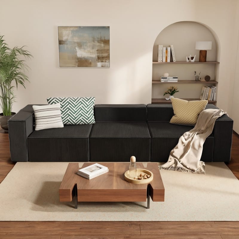 Module Corduroy Three Seater Compression Sofa