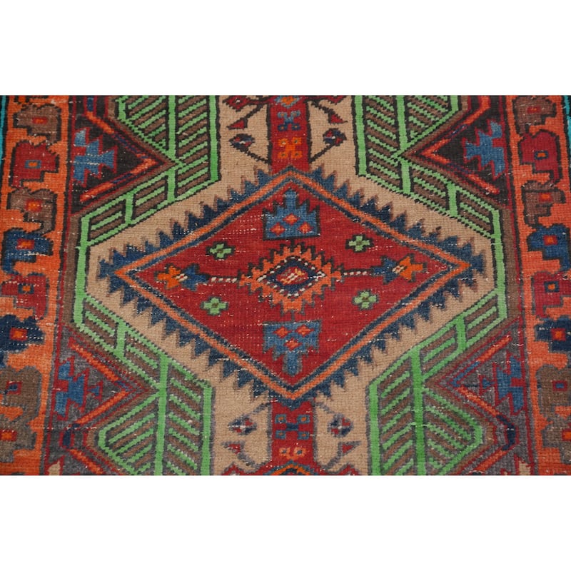 Hand Knotted Oriental 100% Wool Carpet Traditional Tribal Multi-Colored Ardebil Runner Rug - 7' 4'' X 3' 4''