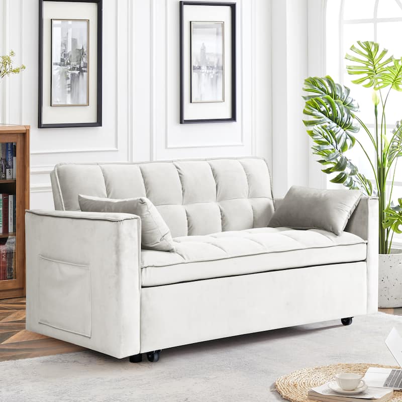Chenille Interior Lazy Sofa Chaise longue Armchair with three pillows and armrestsSleeping Sofa