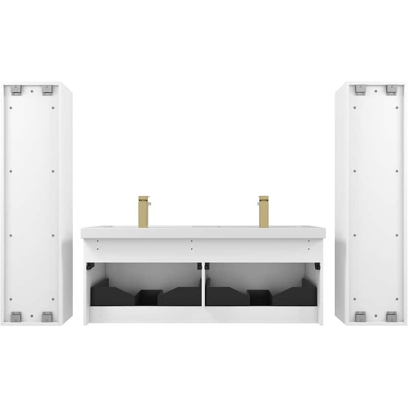 Blossom Positano 48" Floating Double Sink Vanity with Side Cabinets