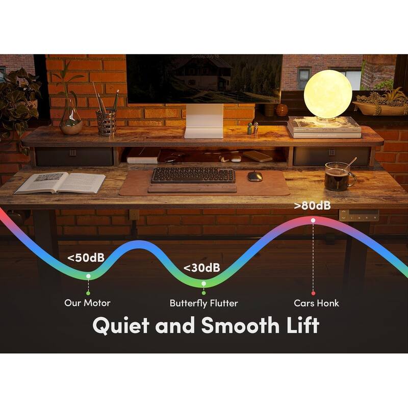 FEZIBO Height Adjustable Electric Standing Desk with Double Drawer, Stand Up Desk with Storage Shelf, Sit Stand Desk