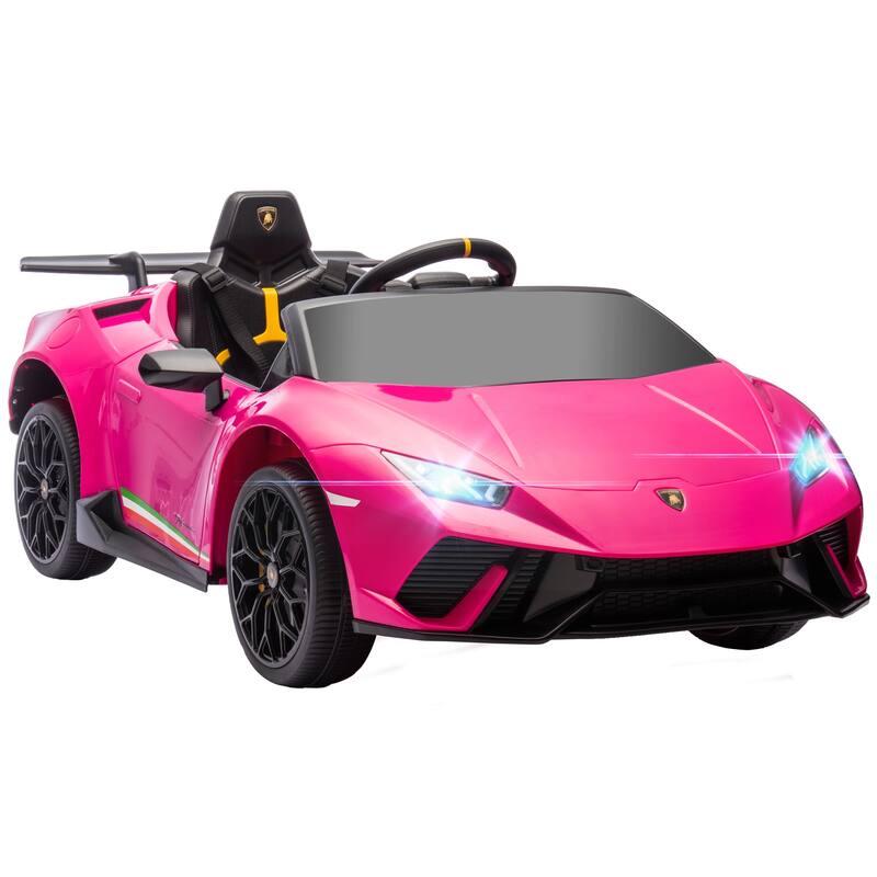Qaba 12V Lamborghini Huracan Licensed Kids Electric Car with Remote Control, Spring Suspension, Transport Wheel, LED Lights