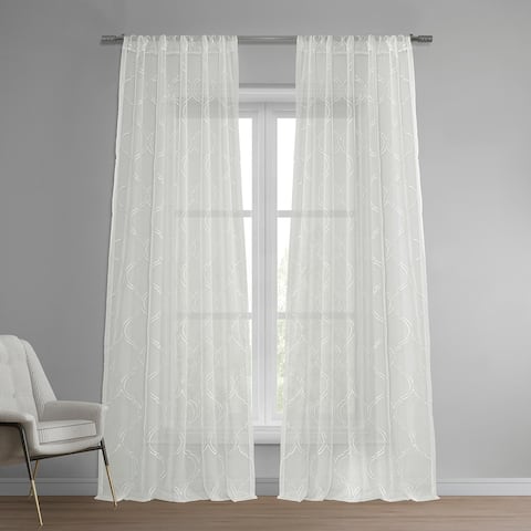 Exclusive Fabrics Florentina White Embroidered Sheer Curtain (1 Panel)