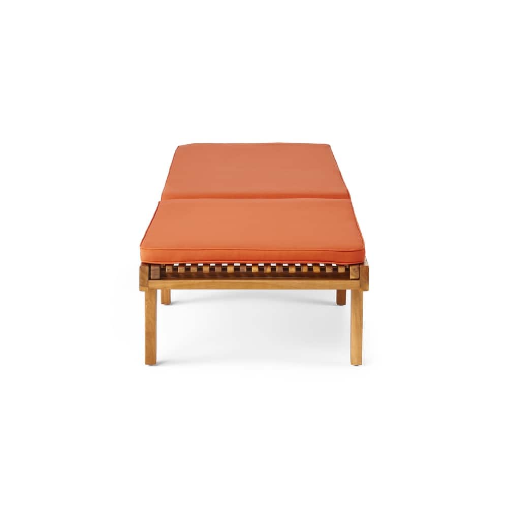 Nadine Outdoor Acacia Wood Chaise Lounge and Cushion Set by Christopher Knight Home