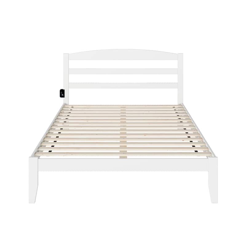 Queen Size Bed - Victorian Style Platform Bed, White Finish, Durable & Modern Bedroom Furniture