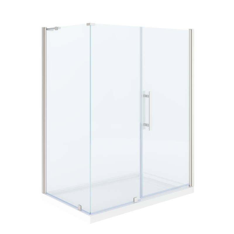 OVE Breeze Pivot Corner Frameless Pivot Shower Door Kit with Base Pan