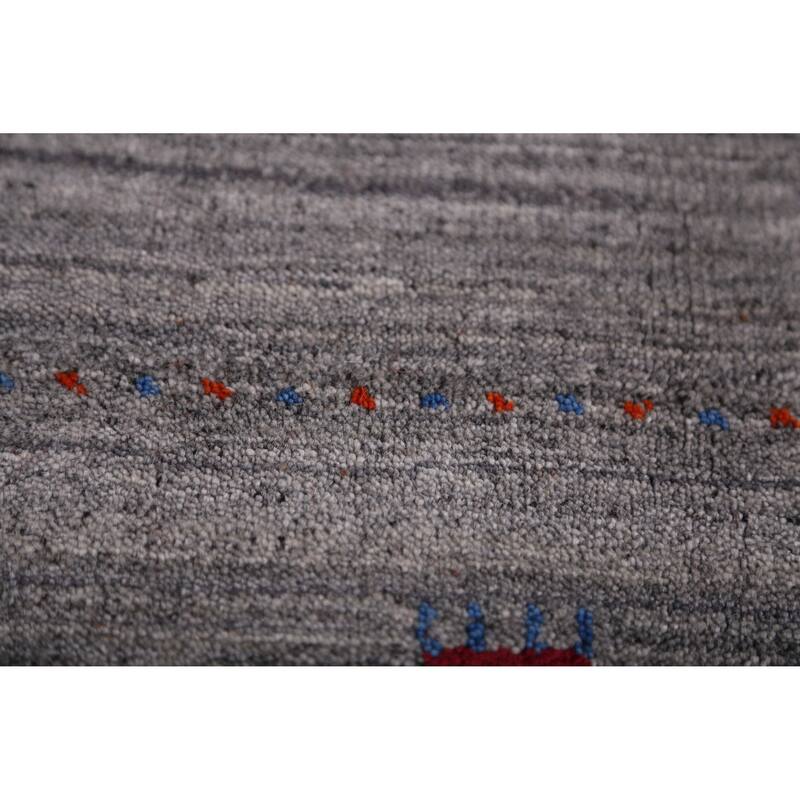Hand Knotted Oriental 100% Wool Carpet Tribal Tribal Greys & Charcoal Gabbeh Area Rug - 9' 8'' X 8' 3''