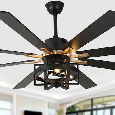Bella Depot 65" Industrial Large Ceiling Fan 6-Speed 8-blades Reversible Fan with Light and Remote