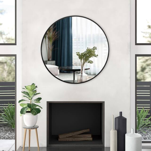 Neutypechic Modern Thin Frame Wall-Mounted Vanity Round Mirror