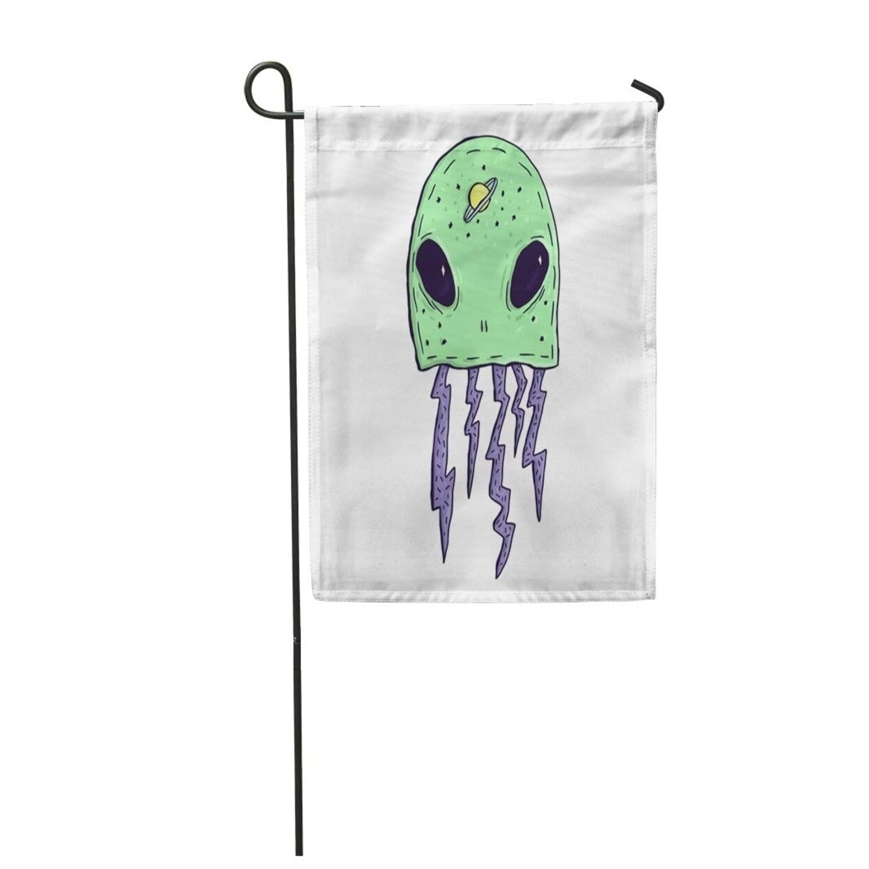 Shop Green Bright Weird Trippy Alien Saturn And Lightning Of In Cartoon Garden Flag Decorative Flag House Banner 12x18 Inch Overstock 31385208