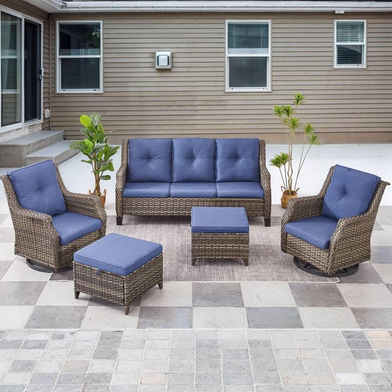 Gymojoy Outdoor Wicker Furniture Set with Cushions All-Weather PE Rattan