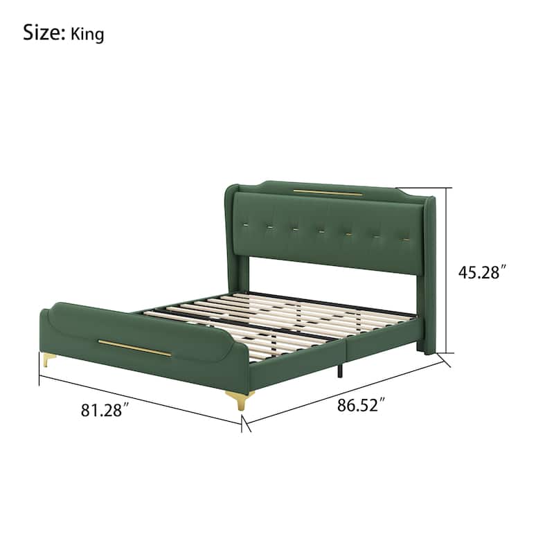 Modern PU Leather Upholstered Platform Bed - No Box Spring Needed