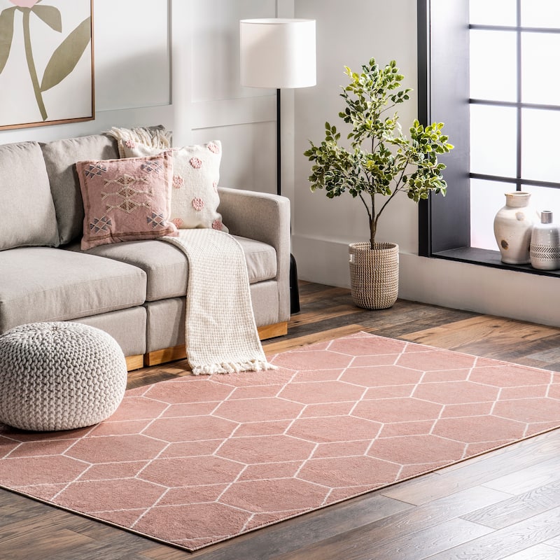Nuloom Veronica Geometric Honeycomb Area Rug - 4' 3" x 6' - Pink - Rectangle