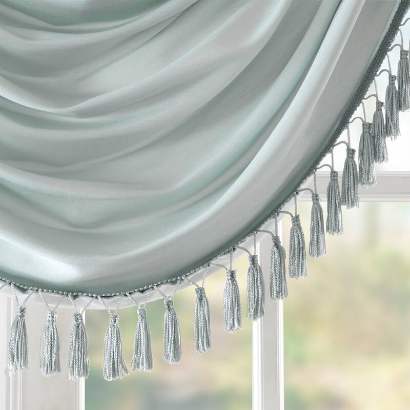 Madison Park Juline Faux Silk Waterfall Embellished Valance - 38 x 46"