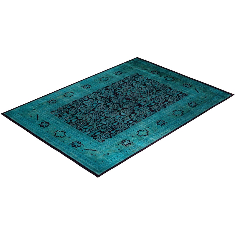 Overdyed, One-of-a-Kind Hand-Knotted Area Rug - Blue - 10' 0" x 14' 2"