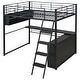 preview thumbnail 5 of 24, Metal Gaming Loft Bed with LED Light and Bulit-in Desk, Twin/Full Size Loft Bedframe with 4 Storage Shelves and Steps
