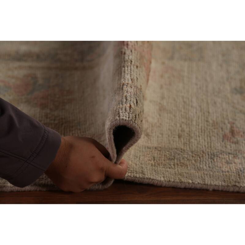 Floral Vegetable Dye Oushak Turkish Area Rug Handmade Wool Carpet - 8'8"x 11'9"