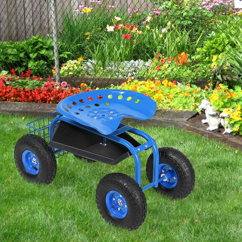 Costway Rolling Tray Gardening Planting with Work Seat Garden Cart - See Details