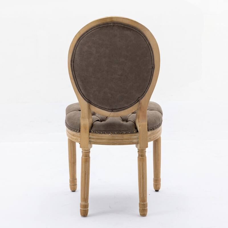 French Style Solid Wood Frame Antique Painting Linen Fabric Back Dining Chair
