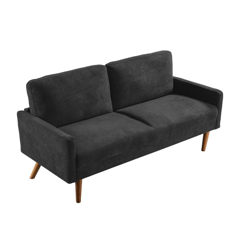 European Style Velvet 3 Seater Black Sofa, 67x30x33 inches