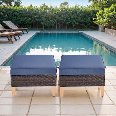 Patio Ottoman PE Wicker Ottoman Set