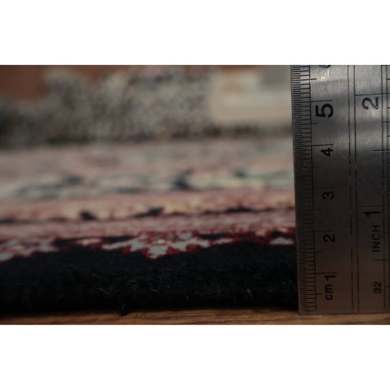 Hand Knotted Oriental 100% Wool Carpet Traditional Floral Black Aubusson Area Rug - 12' 4'' X 9' 0''