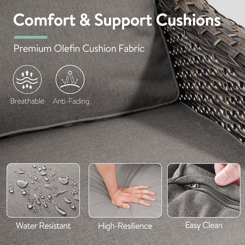 Patio Glider Furniture Sofa with Cushion - Grey