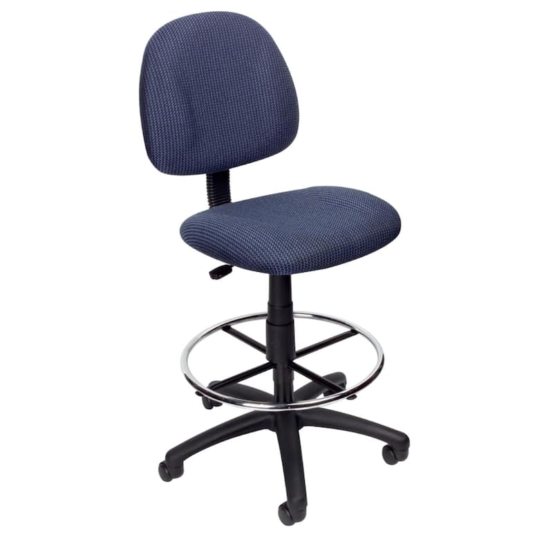 Boss Contoured Comfort Adjustable Rolling Drafting Stool Chair - Blue