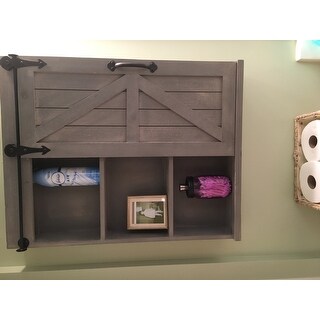 Cates Wood Wall Storage Cabinet with Vanity Mirror and Barn Door