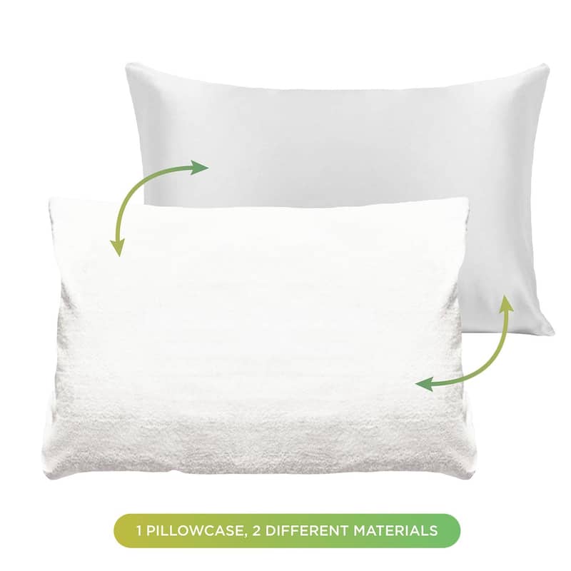 NIGHT Wet/Dry Reversible Satin & Terry Pillowcase, S/Q, White