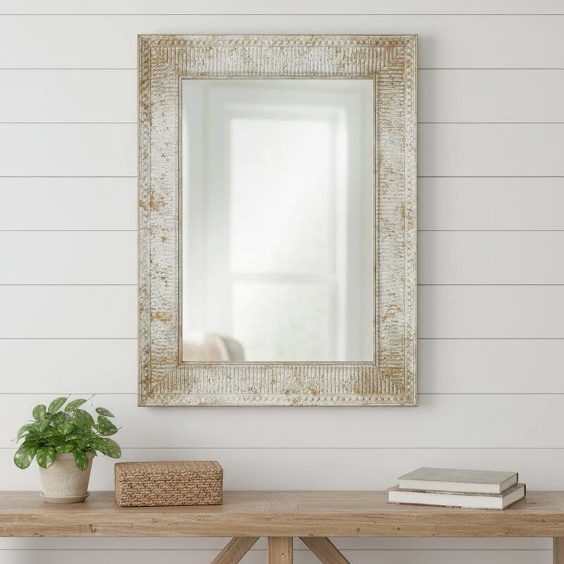 HomeRoots 47" Silver Metal Accent Mirror - 35.00 in. x 47.00 in. x 3.00 in. - 35.00 in. x 47.00 in.  x 3.00 in.