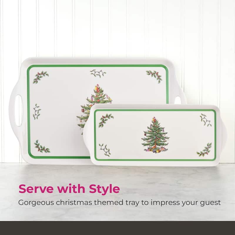 Pimpernel Christmas Tree Large Handled Tray - 18.9" L x 11.6" W
