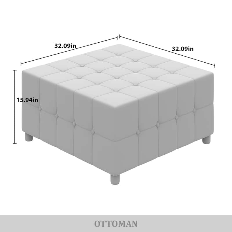 CraftPorch Elegance Button-Tufted PU Upholstered Ottoman