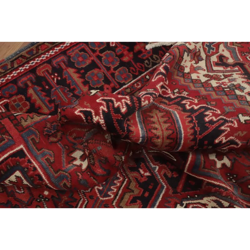 Hand Knotted Oriental 100% Wool Carpet Traditional Medallion Red Heriz Area Rug - 10' 11'' X 7' 6''