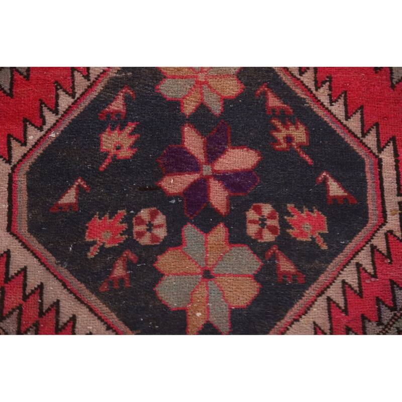 Hand Knotted Oriental 100% Wool Carpet Traditional Tribal Pink Meshkin Area Rug - 9' 11'' X 4' 7''