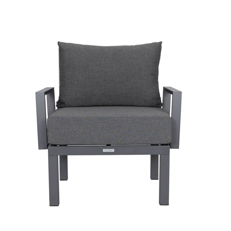 Outdoor 7-Piece Patio Sectional Set Aluminum Frame W/ Fire Pit Table