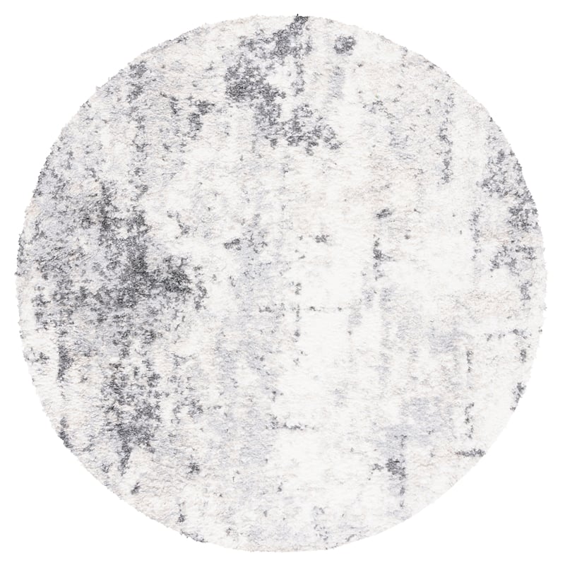 SAFAVIEH Berber Shag Zoje Modern 1.2-inch Thick Rug.. - 6'7" Round - Ivory/Grey