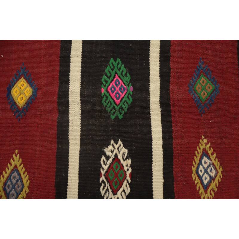 Hand Woven Oriental 100% Wool Carpet Southwestern Tribal Multi-Colored Kilim Area Rug - 10' 2'' X 5' 5''
