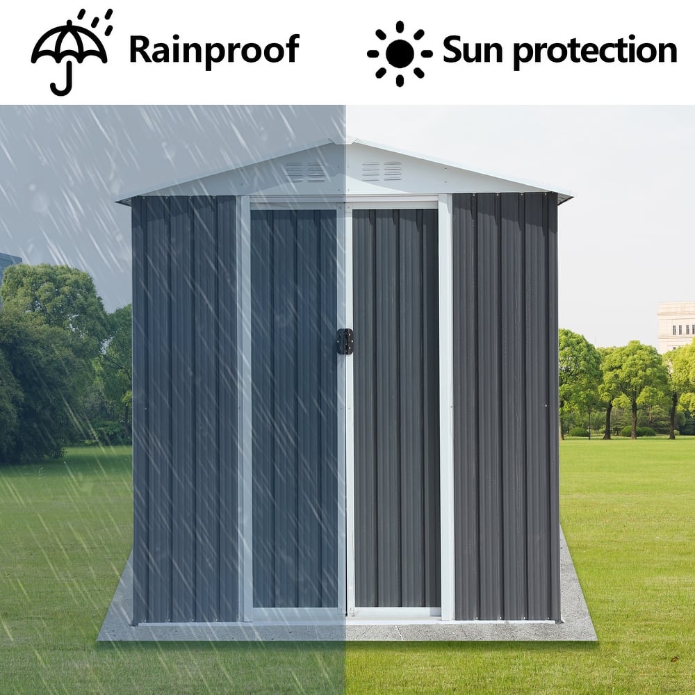 Rust-roof Steel Storage Shed with Waterproof Panels & Sliding Lockable Door Garden Shed Pet Shed Tool Shed