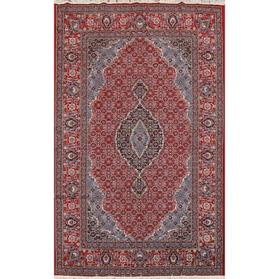 Geometric Red Tabriz Turkish Area Rug Traditional Machine Made Carpet - 6'4" x 9'7"