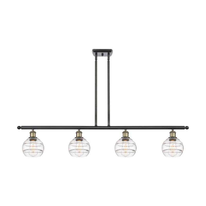 Innovations Lighting 516-4I-8-48 Rochester Linear Rochester 4 Light - Black Antique Brass / Clear