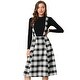 preview thumbnail 15 of 21, Women Vintage Plaid A-Line Overall Suspender Midi Skirt