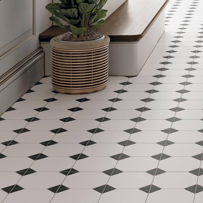 Merola Tile Canterbury Black 12-7/8" x 12-7/8" Porcelain Floor and Wall Tile