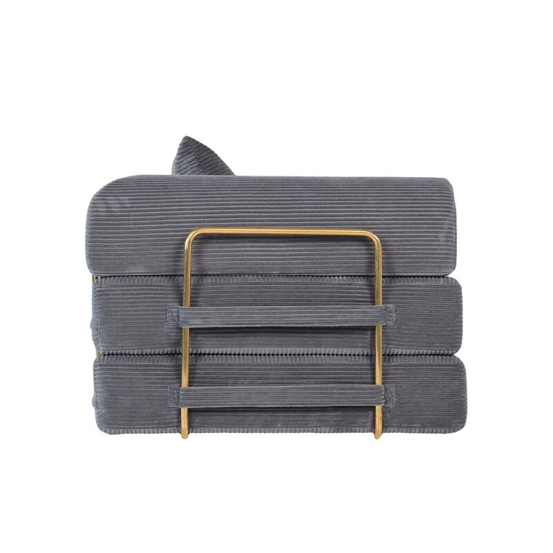 2-in-1 Convertible Floor Sofa Bed, Foldable Compressed Loveseat Lounge, Faux Fur Upholstered Cloud Boneless Couch with 2 Pillows