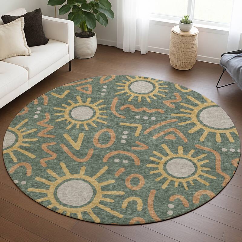 Machine Washable Indoor/ Outdoor Modern Sol Chantille Rug