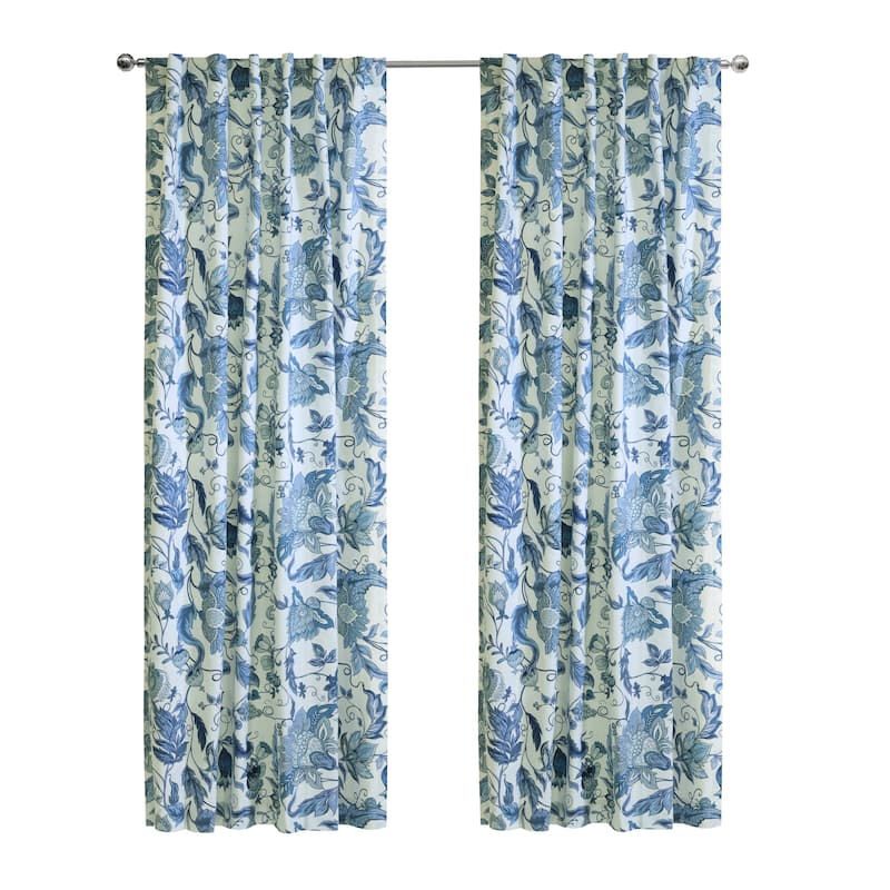 Jacobean Garden Light Filtering Dual Header Curtain Panel & Valance